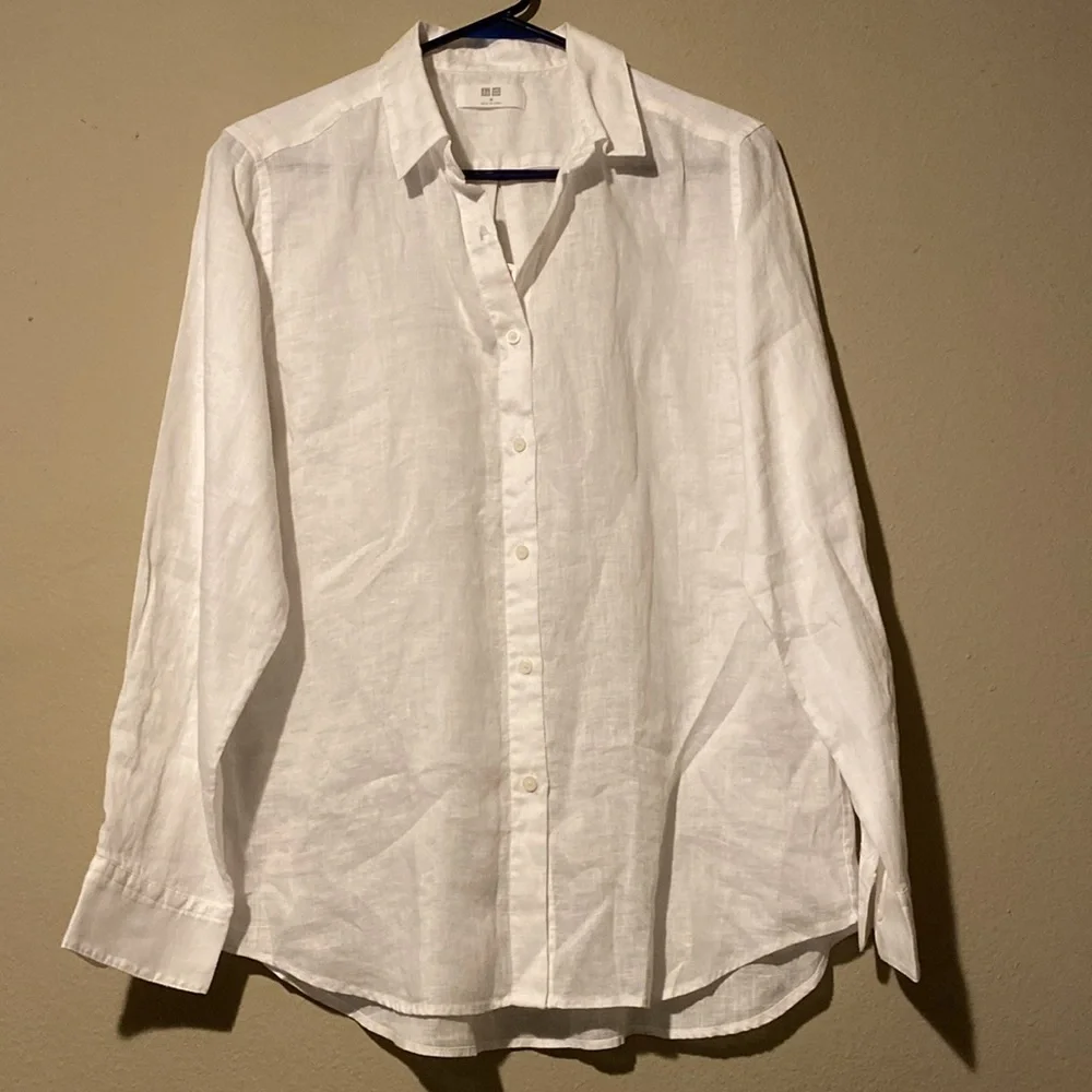 Uniqlo Premium Linen Long Sleeve Shirt NWT - Picture 2 of 7